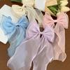 Elegant Large Bowknot Hair Clip For Women French Design Long Tail Tulle Hair Styling Accessories for Everyday Wear