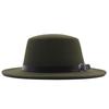 European and American new flat-brimmed flat-top hat woolen top hat women's fashion black belt jazz hat Panama hat
