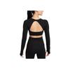 New Nike Women's Long Sleeve Crop Top Black FB4103-010