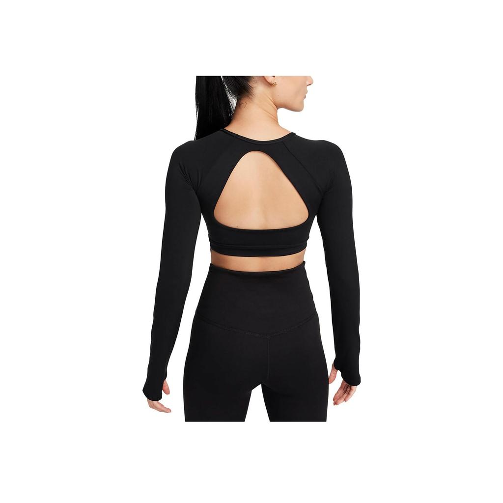 New Nike Women's Long Sleeve Crop Top Black FB4103-010