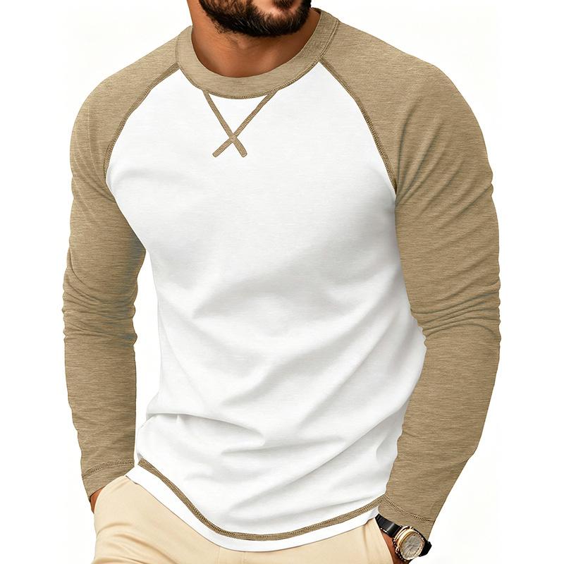 T-shirt da uomo a maniche lunghe raglan color block