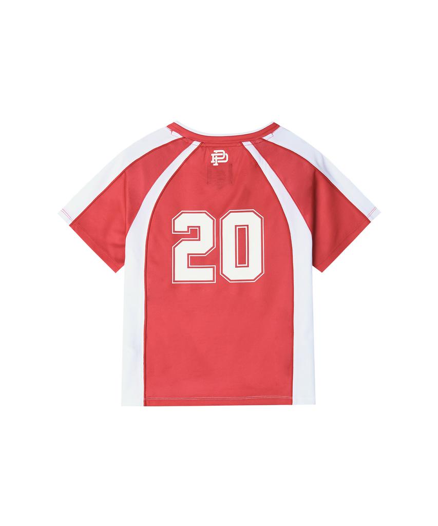 PHYPS MOTORCYCLE Womens Mesh Crop Football Tee Red