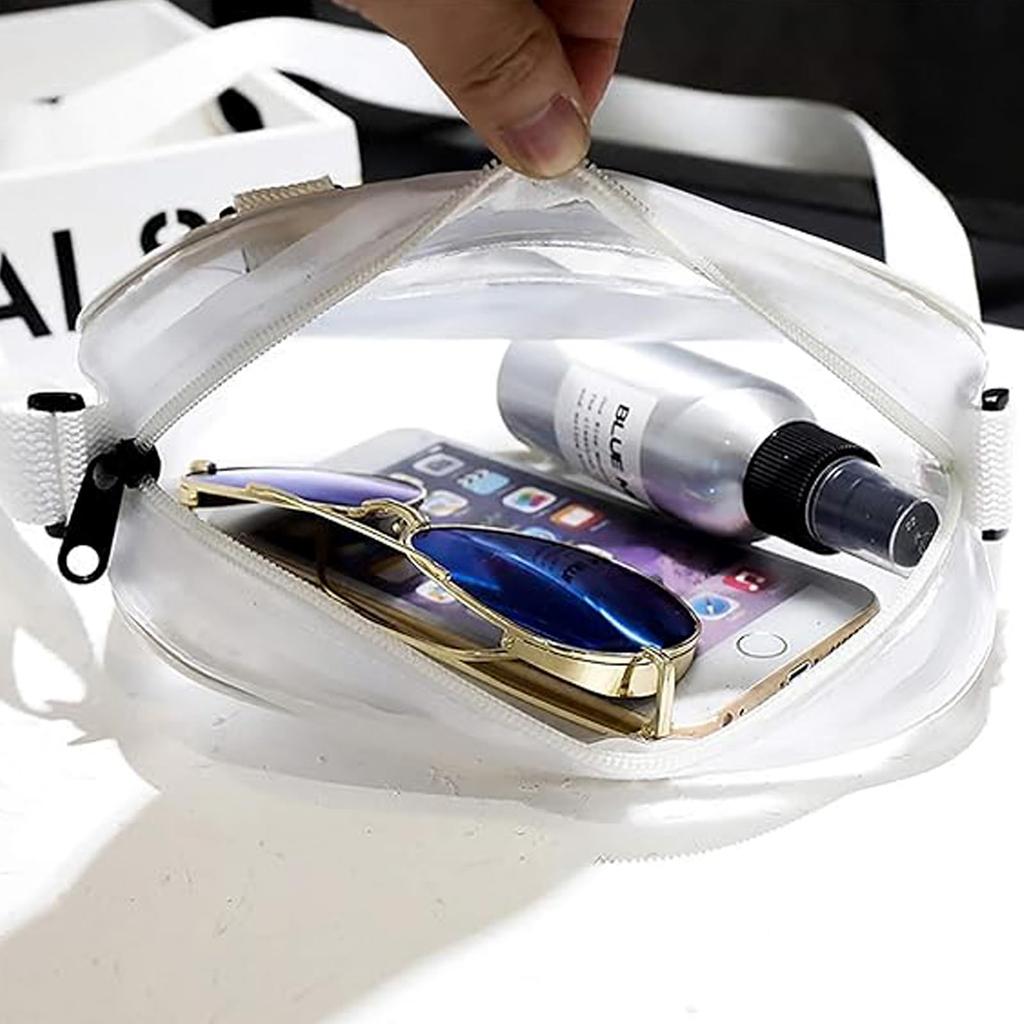 Enkrio Clear Shoulder BagMessenger Bag with Small Bag, Zippered, Adjustable, Lightweight, Stylish, Women's