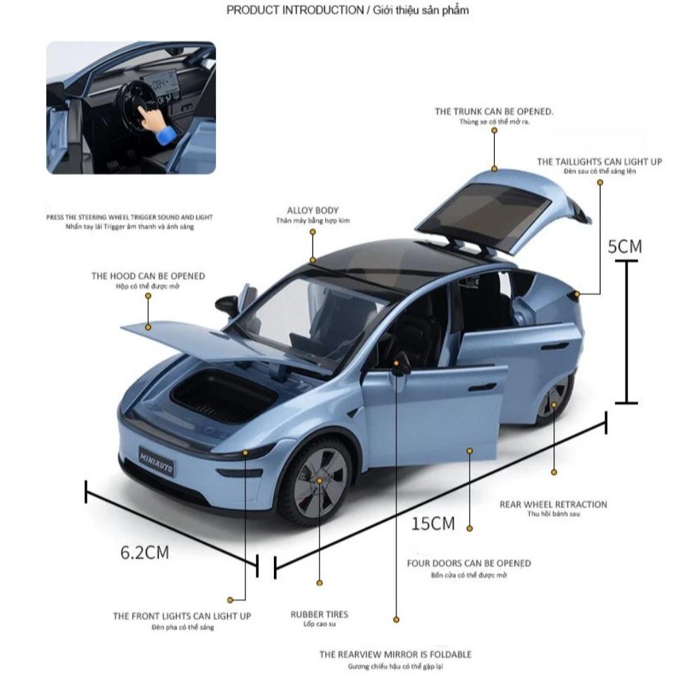 1/32 Tesla Model Y 2026 SUV Alloy Car Model Diecasts Metal New Energy Vehicles Car Model High Simulation Sound and Light Kids Toy Gift