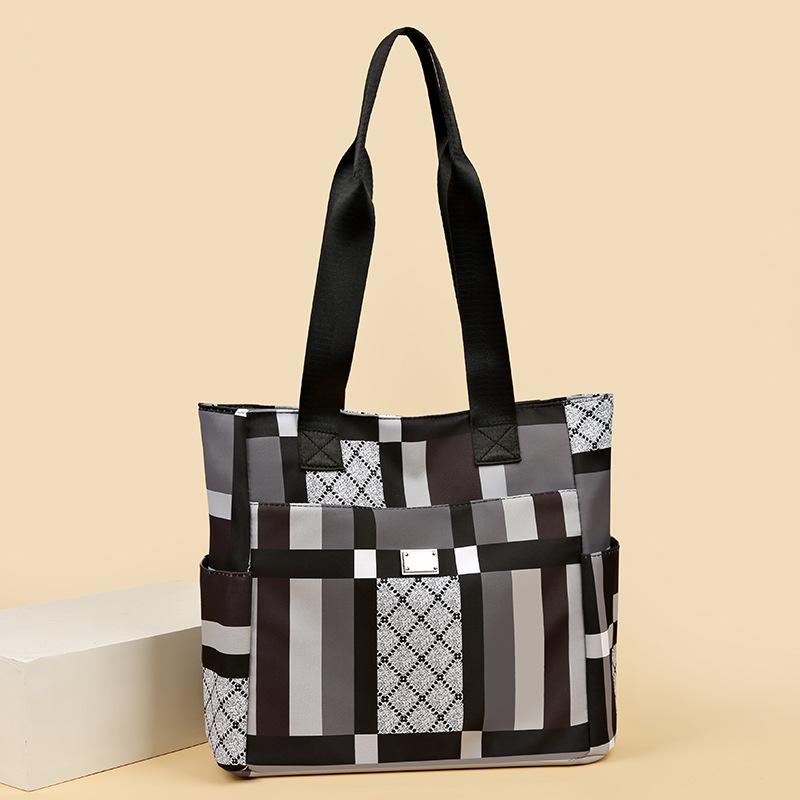 Large capacity plaid printed women's handbags large capacity oxford  shoulder bag versatile tote bags contrasting mother bag