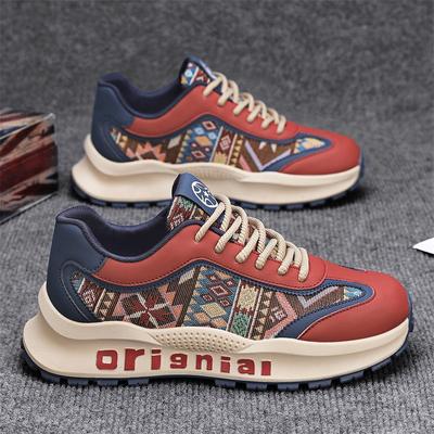 Fashion Men's Shoes 2025 Spring New Low-Top Versatile Printed Cloth Dad Shoes Men Fashionble Casual Comfortable Sports Forrest Sneakers