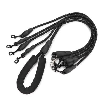 Pet Dog Wear Resistant 4 Ways Traction Rope Accessory for Outdoor Walkingblack 4 Heads