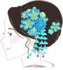 Kyoto Usagido Hair Ornament Set for Kimono and Tsumami Blue (2 Pieces) Coming-of-Age Ceremonies, Kk-009, Zaiku,