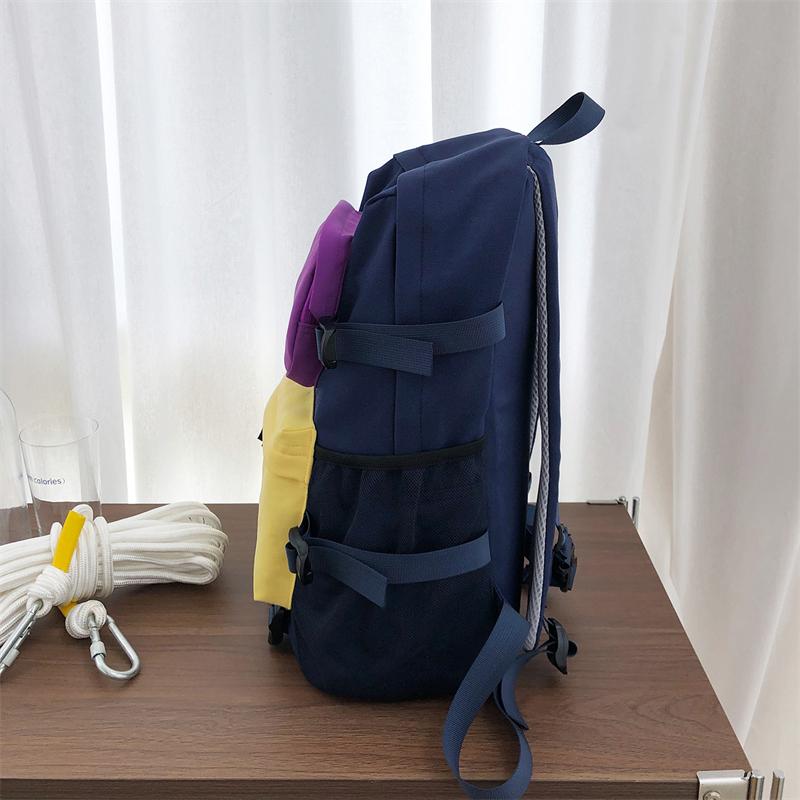 Contrast Nylon Backpack Student Schoolbag Large Capacity Computer Backpack