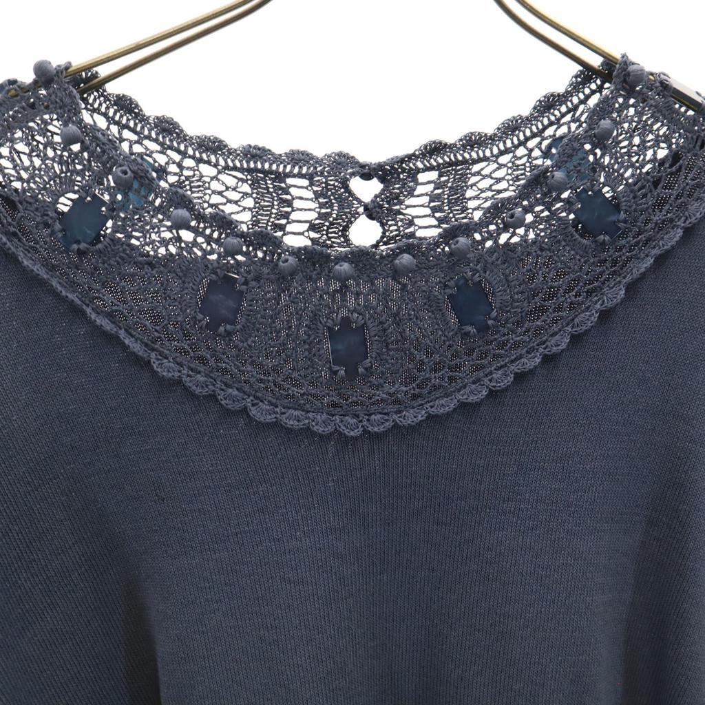Leilian French sleeve knit 13 Charcoal Navy Women Used