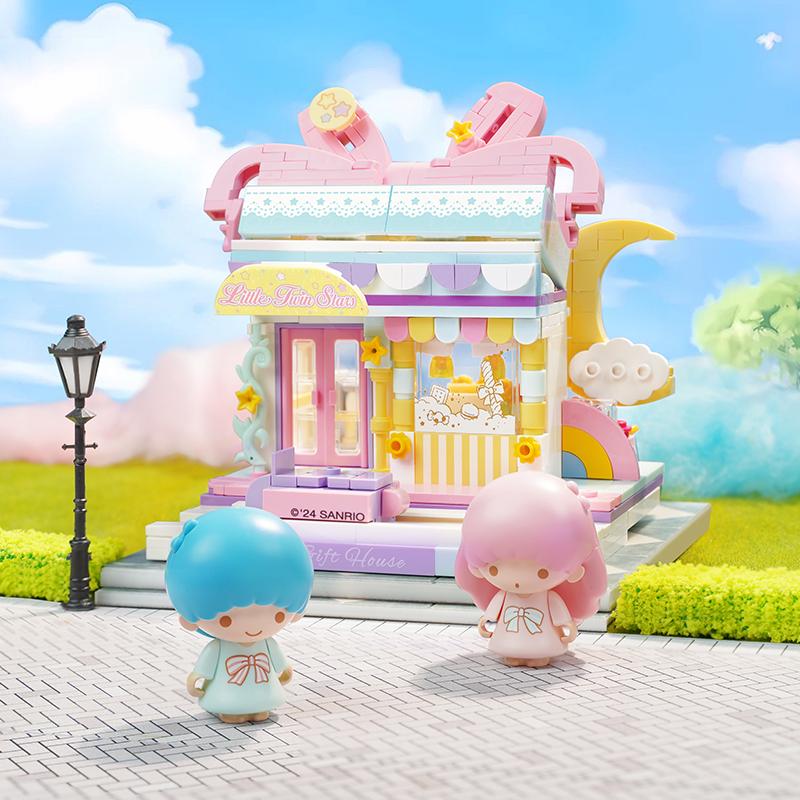 

New Keeppley Street View Kuromi My Melody Assembly Toy Models Pochacco Desktop Decoration Children s Gifts no box