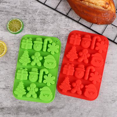 Moule à bonbons en silicone sur le thème de Noël, outils de cuisson de biscuits au chocolat, plateaux, arbres de Noël, bonhomme en pain d'épices, moule cadeau, décoration de gâteau