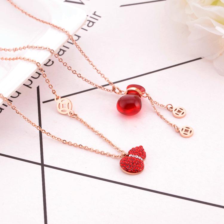 Zodiac Lucky Money Bag Titanium Steel Gold Gourd Red Rope Bracelet