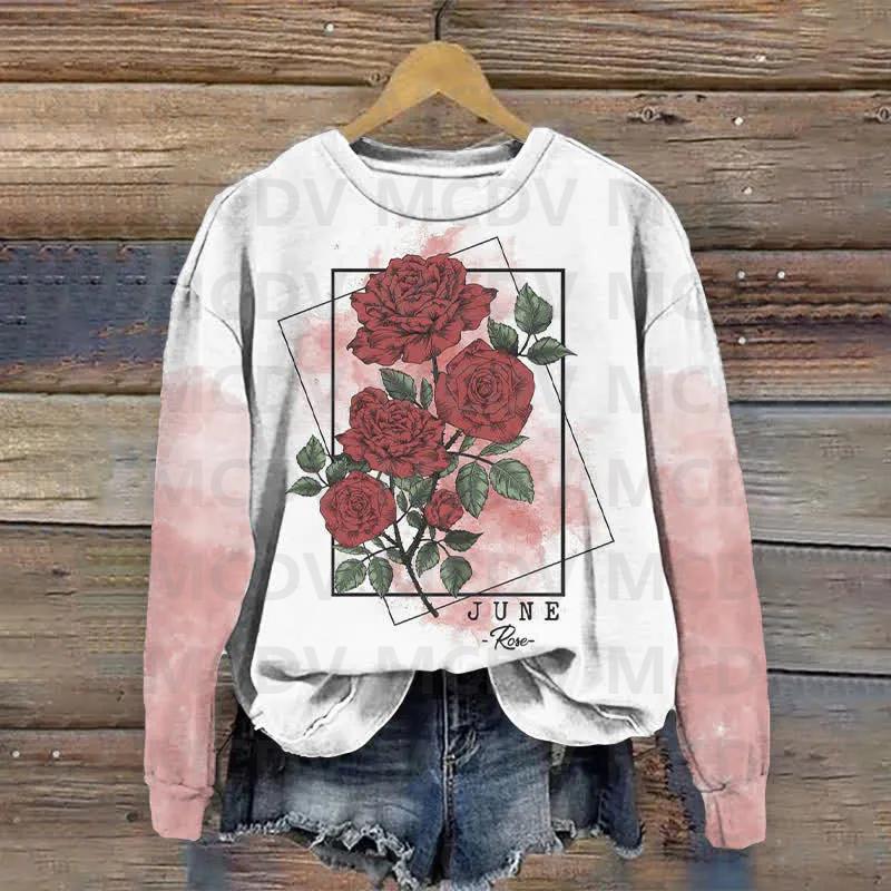 Lily Of The Valley Ombre Print Crew Neck Sweatshirt 3D Printed Women Casual Pullover