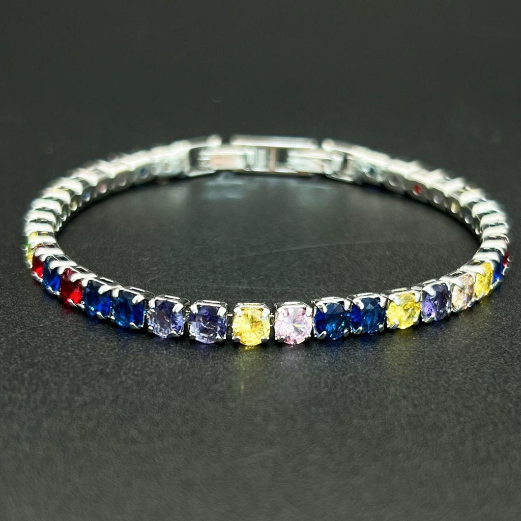 Mehrfarbiges 3N Zirkon Tennisarmband - Luxuriöser Europäischer & Amerikanischer Hip-Hop Stil