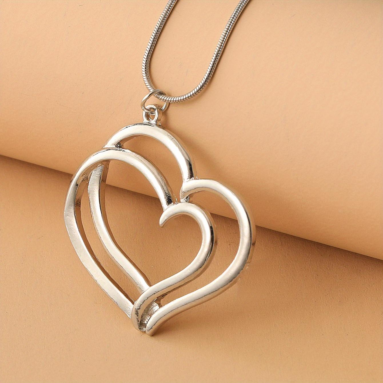 

Y2K Minimalist Women s Double Heart Pendant Necklace - Interlocking Heart Design, High-Quality Alloy, Everyday Jewelry Gift for Mom, Girlfriend, Wife