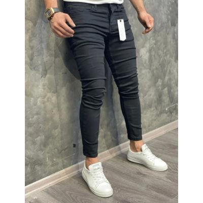 Calça Jeans Skinny Stretch Masculina Jeans Clássico Cor Sólida Lavado