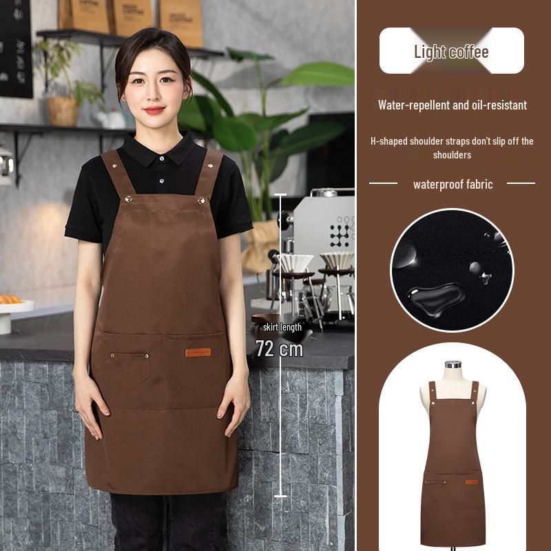 Women's Waterproof Chef Apron with Exquisite Shoulder Straps – Oilproof, Logo Customizable for Hotel and Kitchen Use