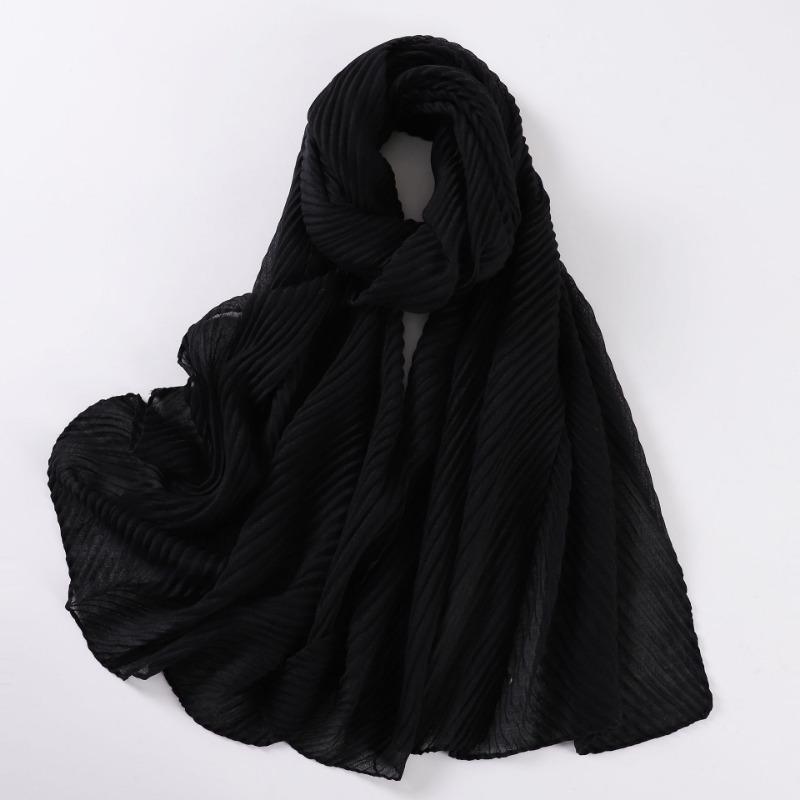 Large Size Pleated Hijab Scarf For Women Muslim Daily Wear