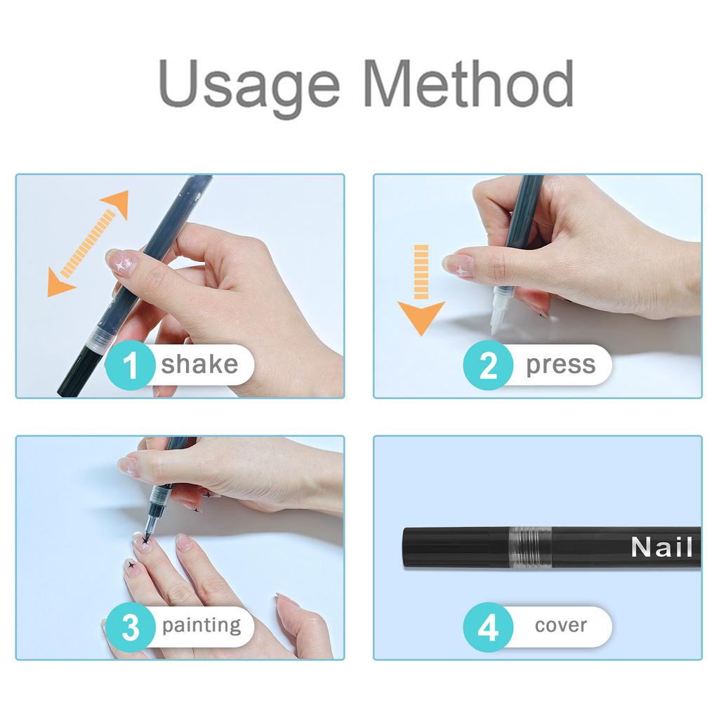 Nagelkunst Stift Set Feine Spitze Nageldesign Zeichenstifte für Maniküre DIY Detailarbeit und Umrisszeichnung Packung mit 12 Stück