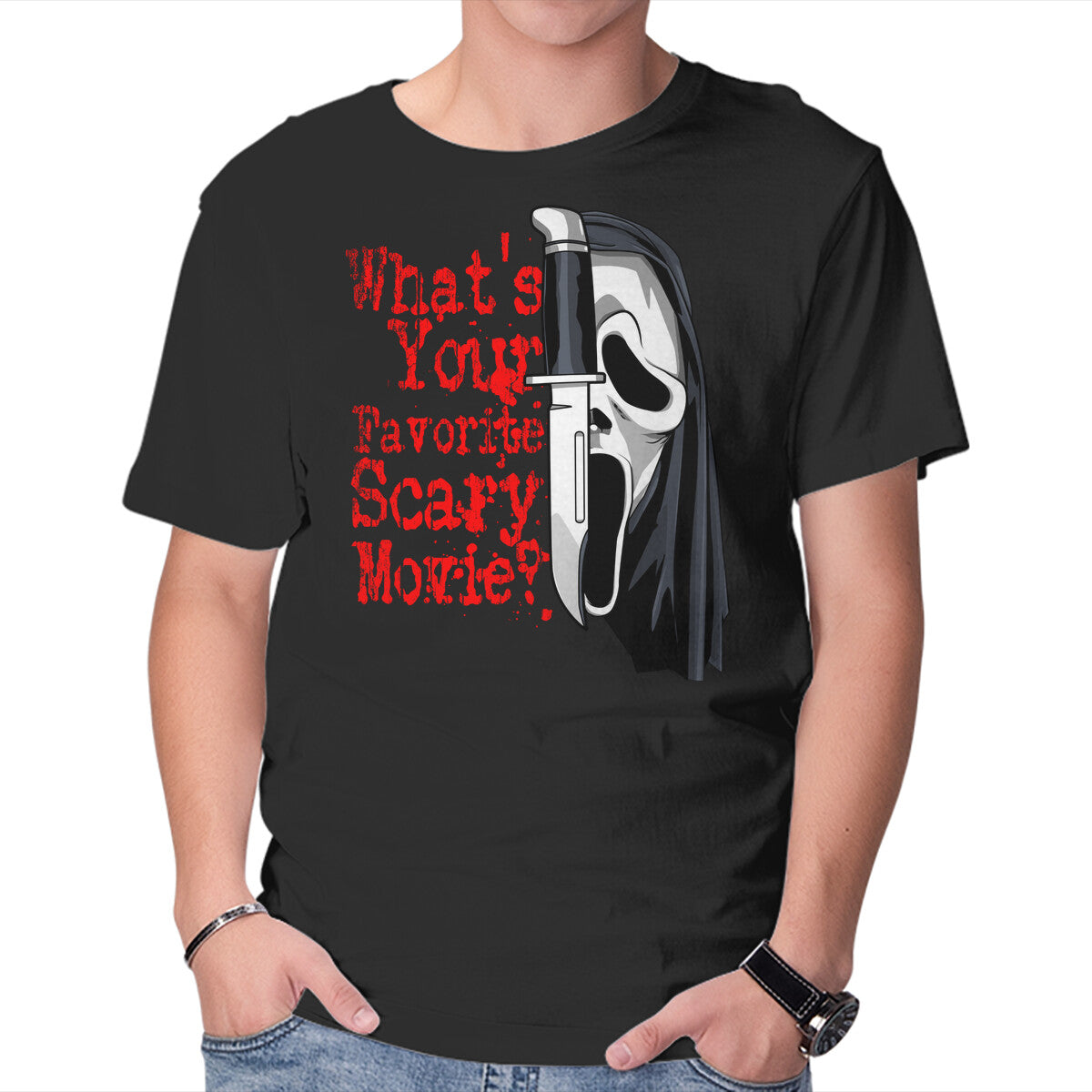 Unisex Crew Neck T-Shirt Scary Movie Slasher Graphic Short Sleeve Casual Tee XS