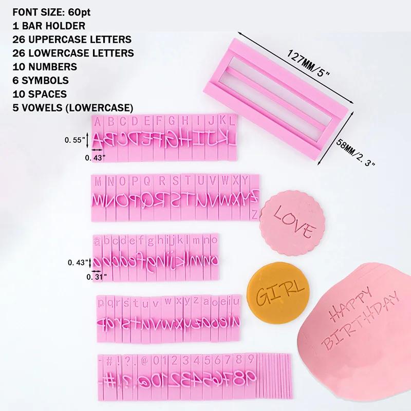 Alphabet A-Z Letter & Symbol Cookie Stamp Set Number Uppercase Letter Lowercase Letter Full Font Set Cake Clay Embosser Stamp