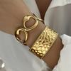 Vintage Irregular Bracelet for Women Stainless Steel Gold Color Open Cuff Bangle Exquisite Luxury Waterproof Jewelry Accessories