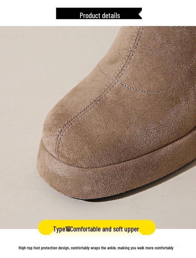 Autumn/Winter Chunky Heel Martin Boots: 2025 Waterproof Platform, Slim, Versatile British Style for Petite, Thick Sole Design