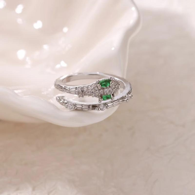 Sparkling Diamond Serpentine Index Finger Ring, Women's Real Gold-plated Micro-inlaid Zircon Niche Open Ring, Fashionable Light Luxury High-end Ring.