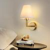 American Wall Lamp with Fabric Shade - LED Modern Minimalist Bedroom Bedside Light, Warm and Stylish Design