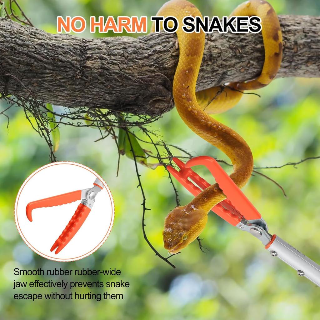 Kalkal 60" Snake Grabber Tool, Professional Aluminum Alloy Telescopic Rattle Snake Tongs, Reptile Grabber Snake Catcher Wide Jaw Pick-up Handling