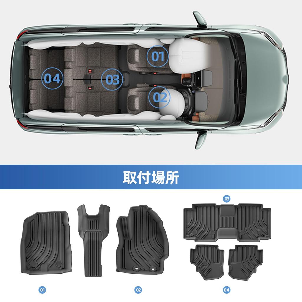 ZUNDUO 3D Floor Mats for Toyota New Sienta MXP Series Compatible with Gasoline and Hybrid Vehicles August 2022 TPE 3D Molded Second Floor Interior