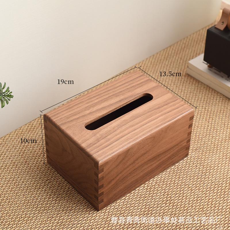 Black Walnut Solid Wood Tissue Box - Living Room Desktop Napkin Holder