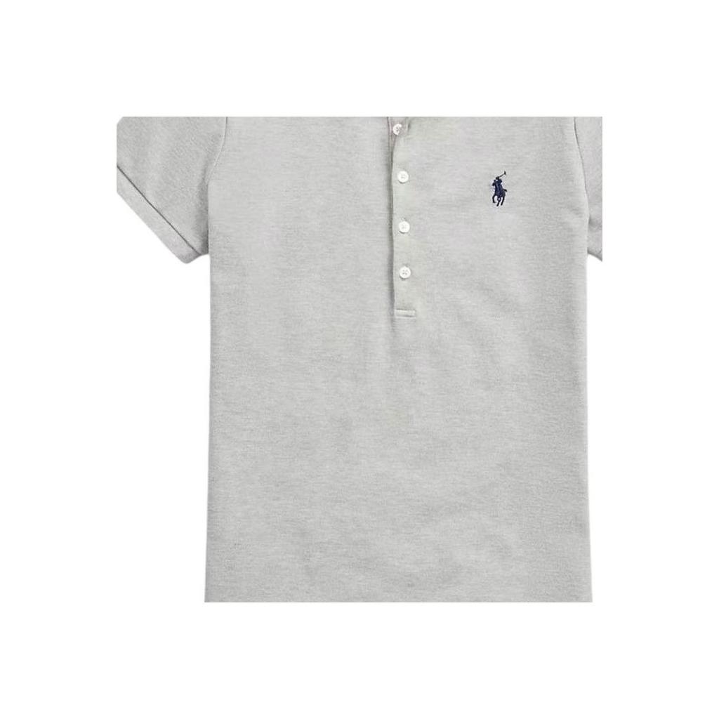 Polo Ralph Lauren SS24 Solid Color Logo Embroidered Pullover Short Sleeve Polo Shirt Women tops Gray 211870245-015