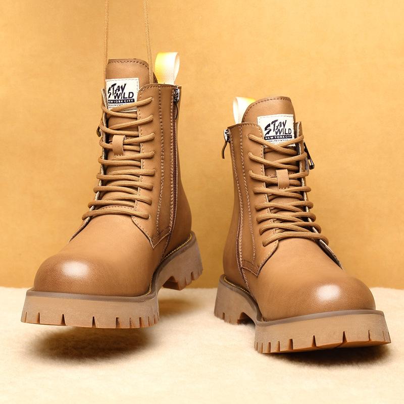 2025 Big Head High Top Martin Boots Men's Zipper Locomotive Leather Boots British Leather Platform Tooling Shoes Trendy Men's Shoes