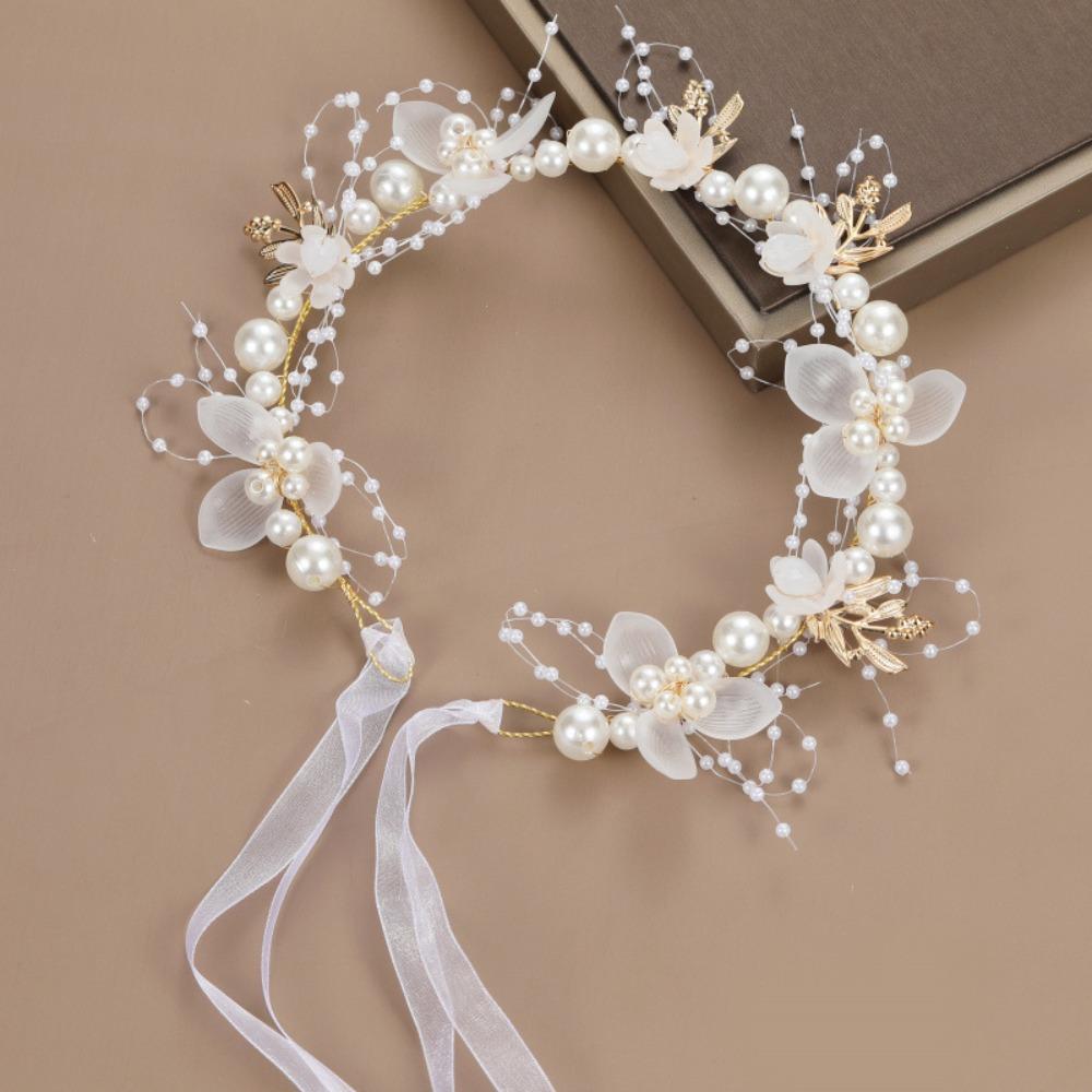 Elegant Flower Wreath Headband Imitated Pearl Head Wreath  Girls Adult Hair Accessories