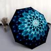 1pc Blue Flower Mandala Automatic Opening Folding Umbrella with 8-Bone Iron Frame - Portable Outdoor for Fans, Travelers, Daily Use, Festive Gift.J028
