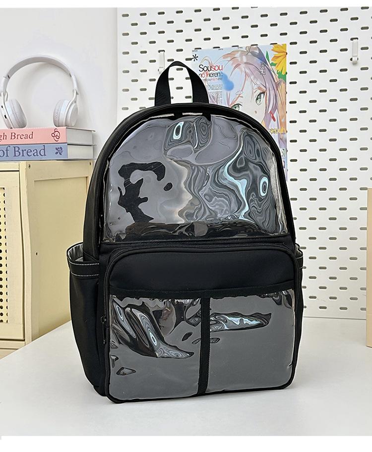 Schoolbag student female new large-capacity two-dimensional versatile backpack commuter baby bag transparent schoolbag backpack pain bag
