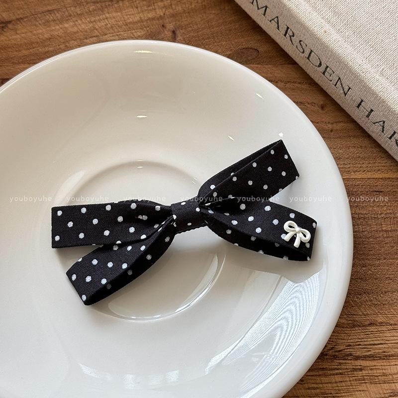 women's polka dot bow hair clips, fashionable cute hair accessories for the back of the head, suitable for afternoon tea, Mother