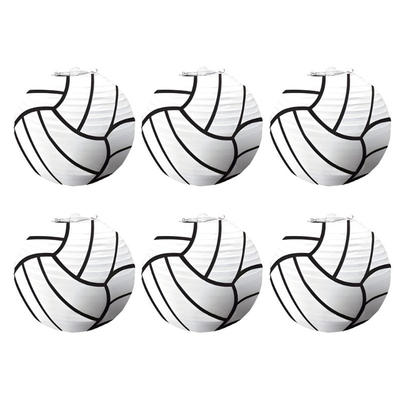 Lot de 6 Lanternes en Papier Sport Football Décoration Suspendue Japonaise pour Anniversaires sur le Thème du Football Centres de Table