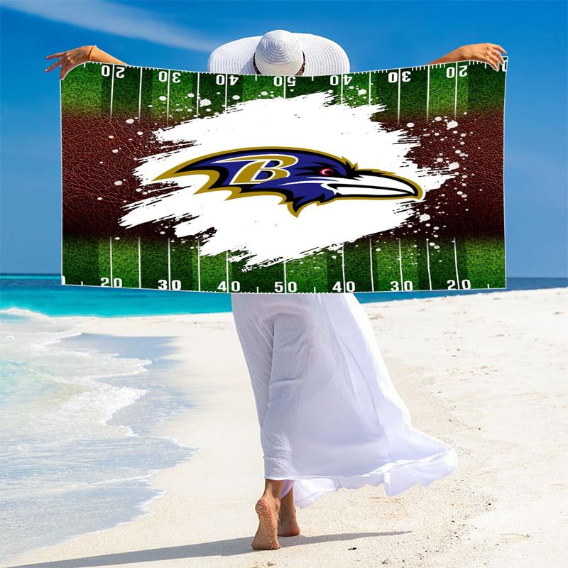 Baltimore Ravens Print Beach Towel, Large Soft Quick Dry Towel for Beach Camping Swimming