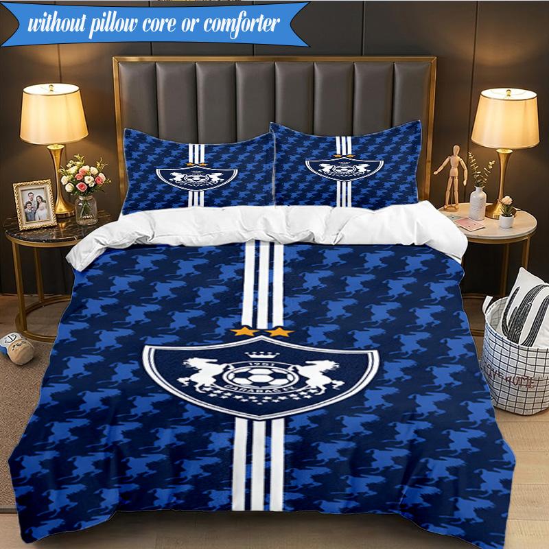 3PCS Qarabag Soccer Team Crest Design Bedding Set 2D Printing (Includes 1 Duvet Cover + 2 Pillowcases Coreless), Bedroom decor,Fan gift