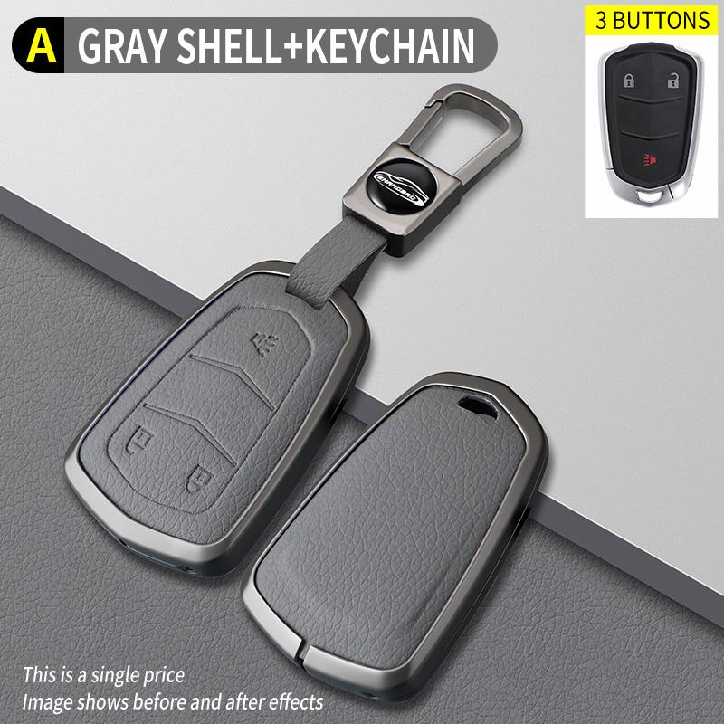 Zinc Alloy Genuine Leather Auto Key Fob Housing Cover Case Fit For Cadillac Ats Ct6 Cts Dts Xt5 Escalade Esv Srx Sts Xts Elr 2014 - Accessory