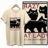 COOLMIND 100% cotton BEIGE cat print exclusive graphic women T shirt big size loose cotton cat lover women tshirt LOVELY cat tee