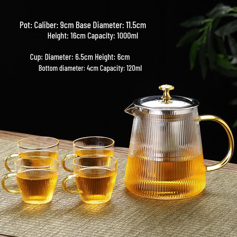 2026 Thickened Glass Teapot with Integrated Infuser – High-Temperature Resistant for Home Brewing