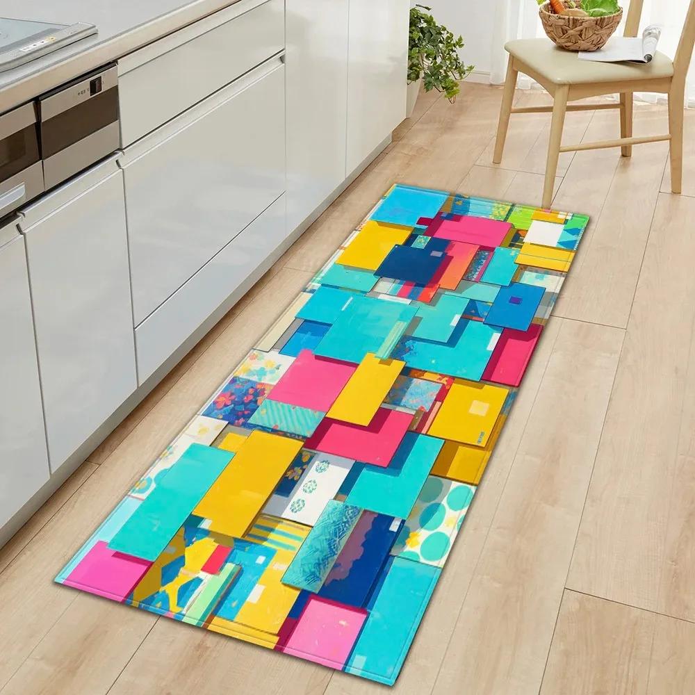 Creative Colorful Geometric Pattern Home Kitchen Floor Mat Door Front Decoration Floor Mat