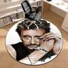 1pc Rock Star Johnny Hallyday Round Carpet Painted Printed Circular Carpet, Home Door Mat, Outdoor Travel Protection Carpet