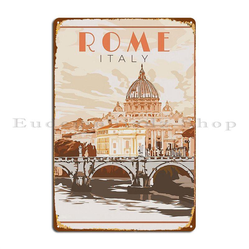 Rome Italy Vintage Poster Metal Plaque Party Customize Garage Wall Plaque Wall Decor Tin Sign Poster