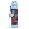 1PC Red Heart Grid Texture 750ml Color Plastic Sports Water Bottle Leakproof Flip Straw Lid For Sports Office Home Use