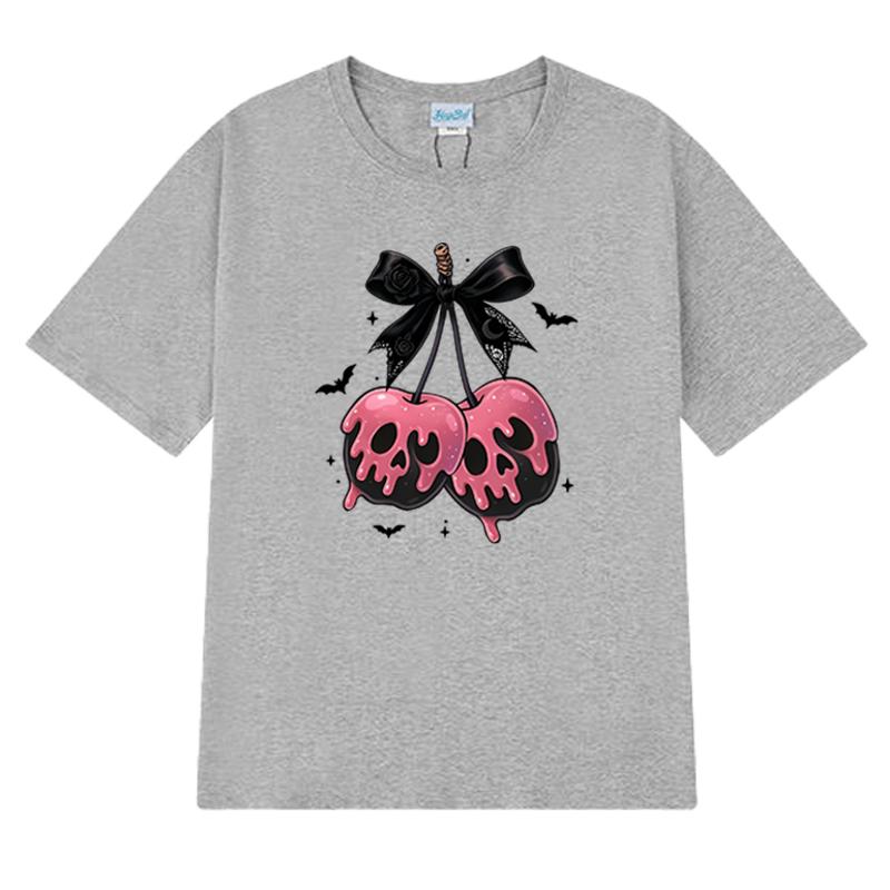 

Готические Хэллоуин Вишневый Череп Графика Винтажные Футболки Мужчины Женщины Харадзюку Модные Топы Унисекс Хлопок Короткий Рукав Футболка L